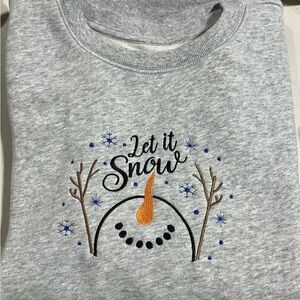 Gray Adult  Embroidered  'Let it Snow' Sweatshirt